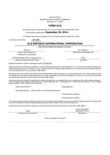 Vorschaubild Old Republic International
 10-Q Quartalsbericht 2018 