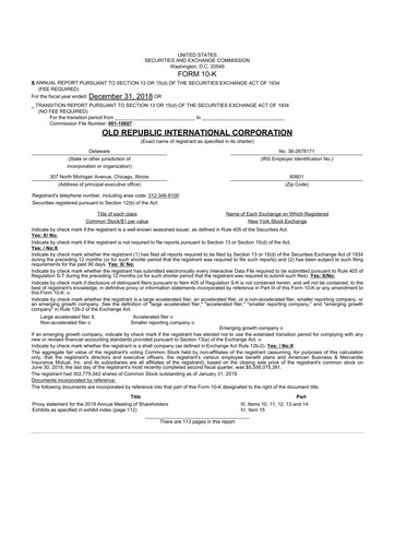 Thumbnail Old Republic International
 10-K Annual Report 2018