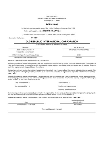 Vorschaubild Old Republic International
 10-Q Quartalsbericht 2019 