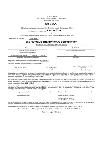 Vorschaubild Old Republic International
 10-Q Quartalsbericht 2019 