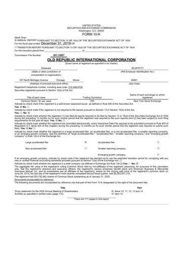 Thumbnail Old Republic International
 10-K Annual Report 2019