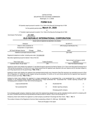 Vorschaubild Old Republic International
 10-Q Quartalsbericht 2020 
