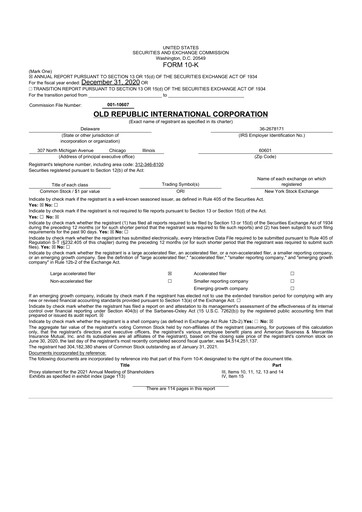 Thumbnail Old Republic International
 10-K Annual Report 2020