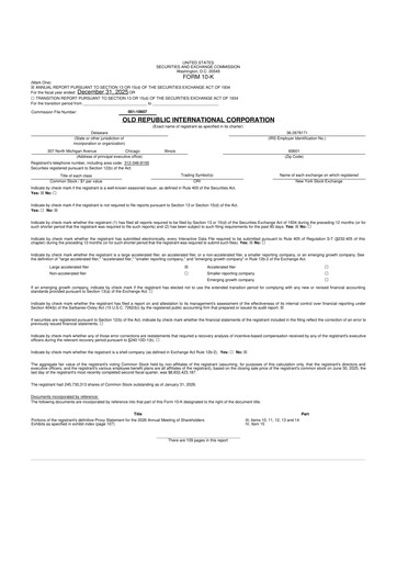 Thumbnail Old Republic International
 10-K Annual Report 2025