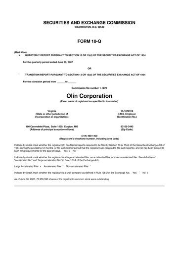 Thumbnail Olin Corporation 10-Q Quarterly Report FY 