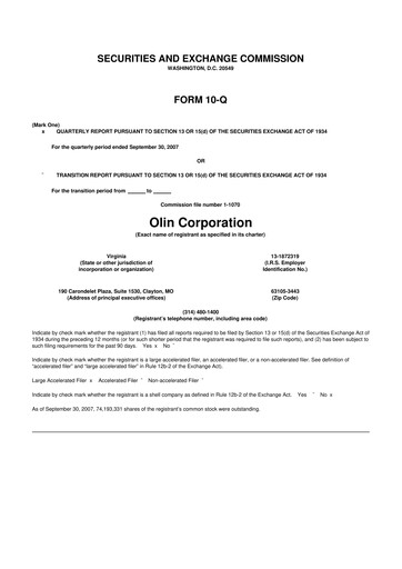 Thumbnail Olin Corporation 10-Q Quarterly Report FY 