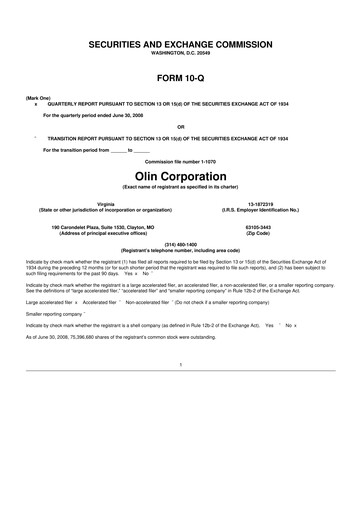 Thumbnail Olin Corporation 10-Q Quarterly Report FY 