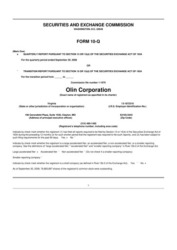 Thumbnail Olin Corporation 10-Q Quarterly Report FY 