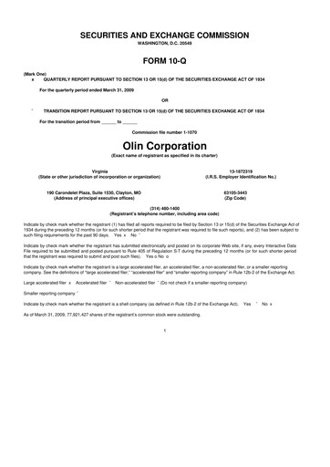 Thumbnail Olin Corporation 10-Q Quarterly Report FY 