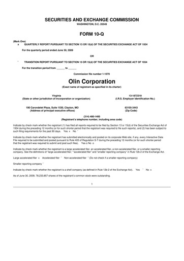 Thumbnail Olin Corporation 10-Q Quarterly Report FY 
