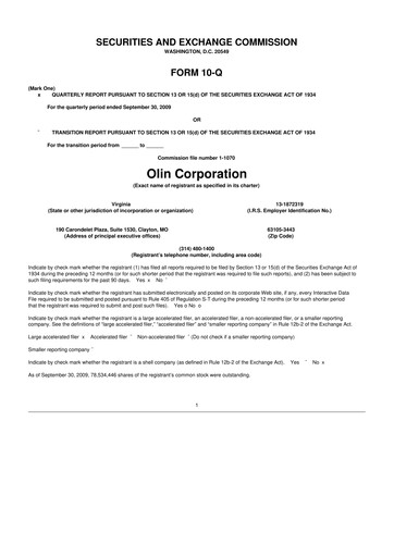 Thumbnail Olin Corporation 10-Q Quarterly Report FY 