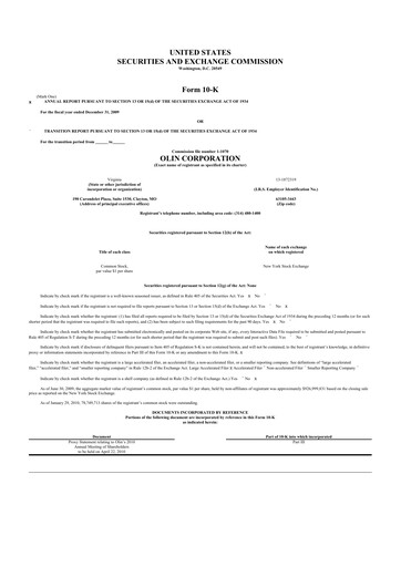 Thumbnail Olin Corporation 10-K Annual Report 