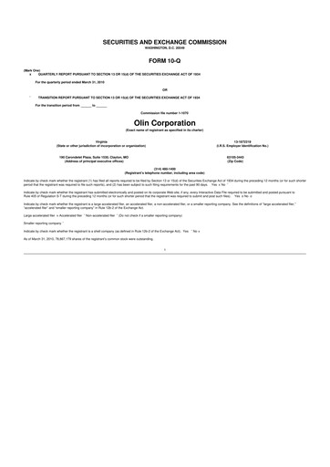 Thumbnail Olin Corporation 10-Q Quarterly Report FY 