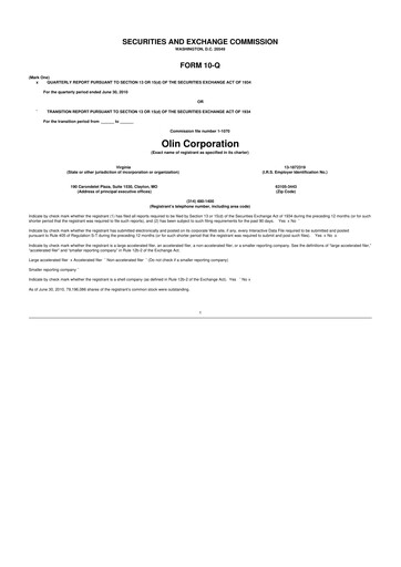 Thumbnail Olin Corporation 10-Q Quarterly Report FY2010 