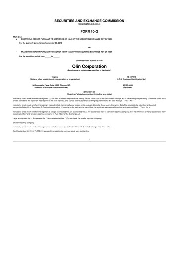 Thumbnail Olin Corporation 10-Q Quarterly Report FY2010 