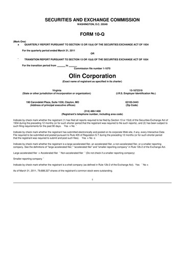Thumbnail Olin Corporation 10-Q Quarterly Report FY2011 