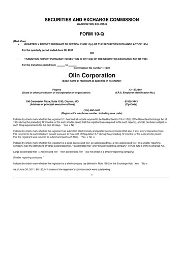 Thumbnail Olin Corporation 10-Q Quarterly Report FY2011 