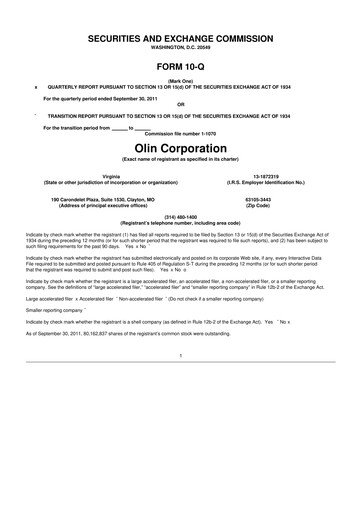 Thumbnail Olin Corporation 10-Q Quarterly Report FY2011 