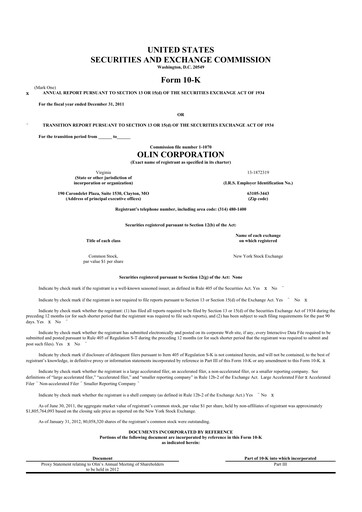 Thumbnail Olin Corporation 10-K Annual Report 2011