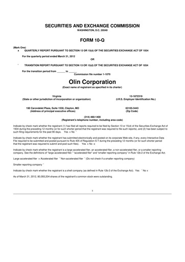Thumbnail Olin Corporation 10-Q Quarterly Report FY2012 