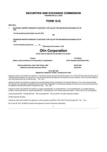 Thumbnail Olin Corporation 10-Q Quarterly Report FY2012 