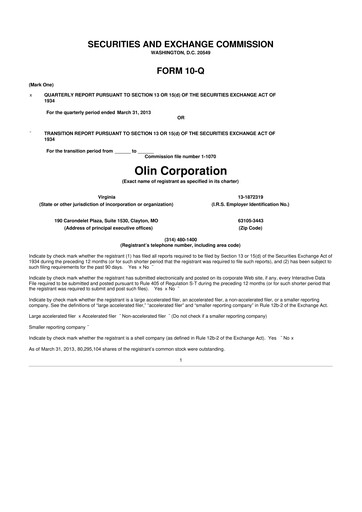 Thumbnail Olin Corporation 10-Q Quarterly Report FY2013 