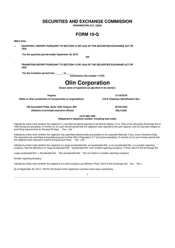 Thumbnail Olin Corporation 10-Q Quarterly Report FY2013 
