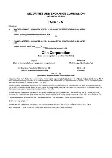 Thumbnail Olin Corporation 10-Q Quarterly Report FY2014 