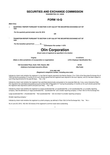 Thumbnail Olin Corporation 10-Q Quarterly Report FY2016 