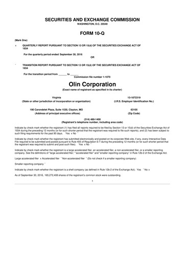 Thumbnail Olin Corporation 10-Q Quarterly Report FY2016 