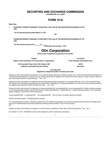 Thumbnail Olin Corporation 10-Q Quarterly Report FY2017 