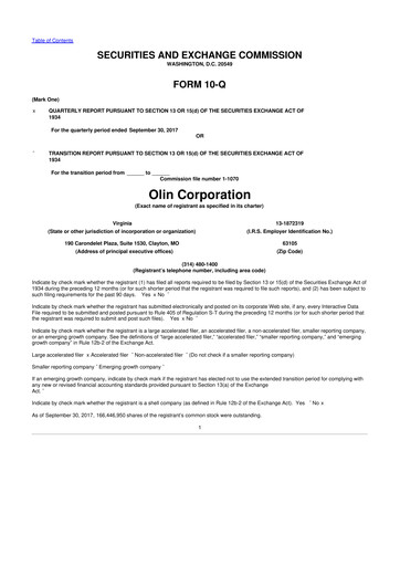 Thumbnail Olin Corporation 10-Q Quarterly Report FY2017 