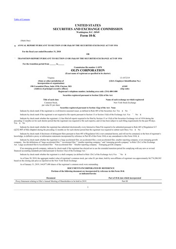 Thumbnail Olin Corporation 10-K Annual Report 2018