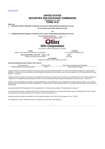 Thumbnail Olin Corporation 10-Q Quarterly Report FY2023 