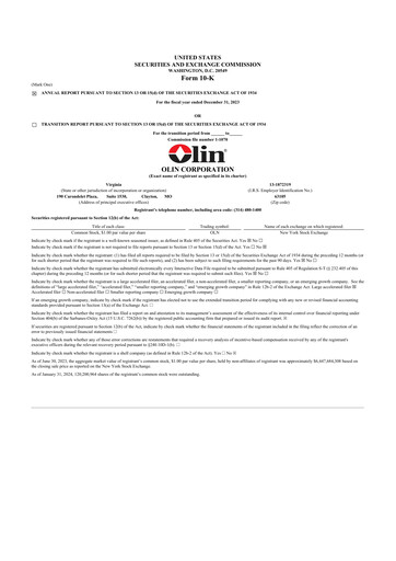 Thumbnail Olin Corporation 10-K Annual Report 2023