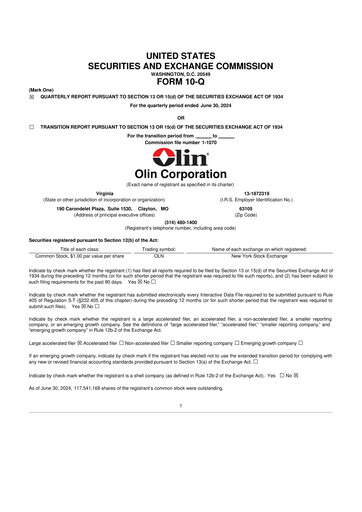 Thumbnail Olin Corporation 10-Q Quarterly Report FY2024 