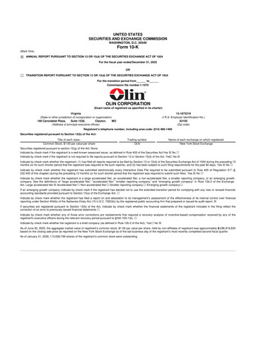 Thumbnail Olin Corporation 10-K Annual Report 2025