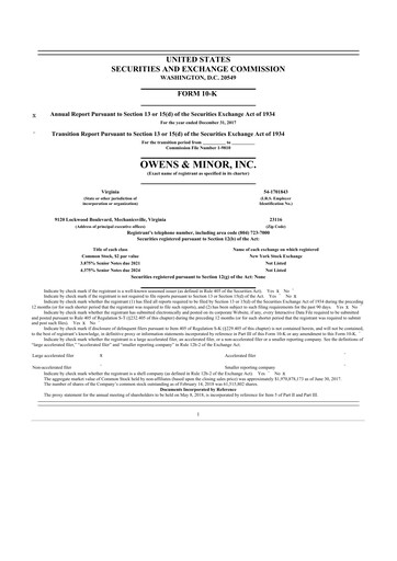 Thumbnail Owens & Minor

 10-K Annual Report 2017