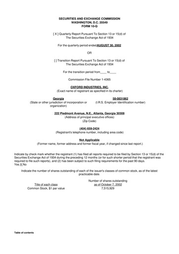 Thumbnail Oxford Industries
 10-Q Quarterly Report FY 