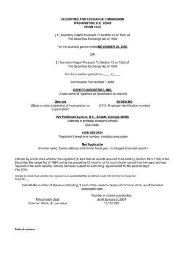 Thumbnail Oxford Industries
 10-Q Quarterly Report FY 