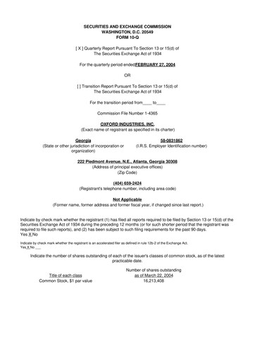 Thumbnail Oxford Industries
 10-Q Quarterly Report FY 