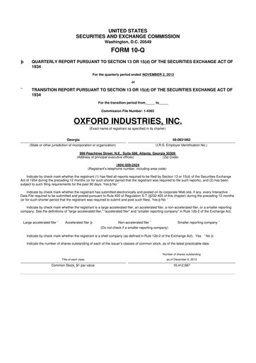 Thumbnail Oxford Industries
 10-Q Quarterly Report FY2013 