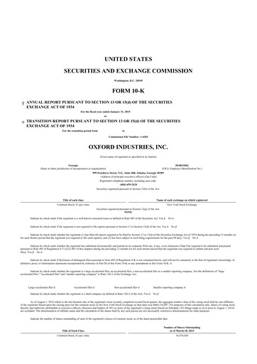 Thumbnail Oxford Industries
 10-K Annual Report 2014