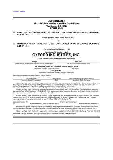 Thumbnail Oxford Industries
 10-Q Quarterly Report FY2023 