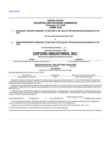 Thumbnail Oxford Industries
 10-Q Quarterly Report FY2026 
