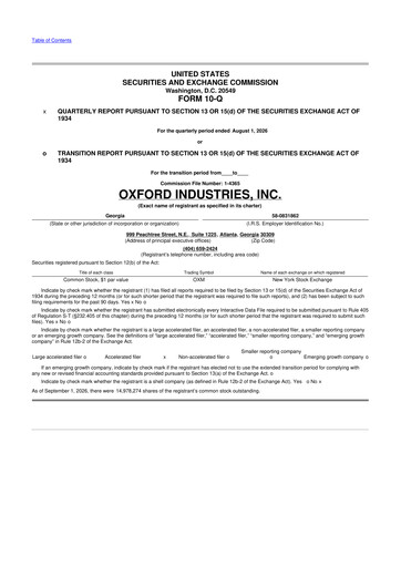 Thumbnail Oxford Industries
 10-Q Quarterly Report FY2026 