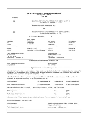 Thumbnail PG&E Corporation 10-Q Quarterly Report FY 