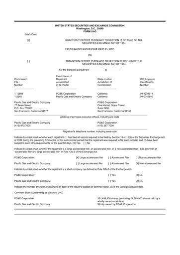 Thumbnail PG&E Corporation 10-Q Quarterly Report FY 