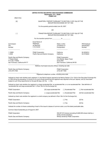 Thumbnail PG&E Corporation 10-Q Quarterly Report FY 