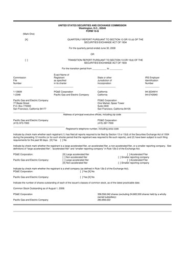 Thumbnail PG&E Corporation 10-Q Quarterly Report FY 